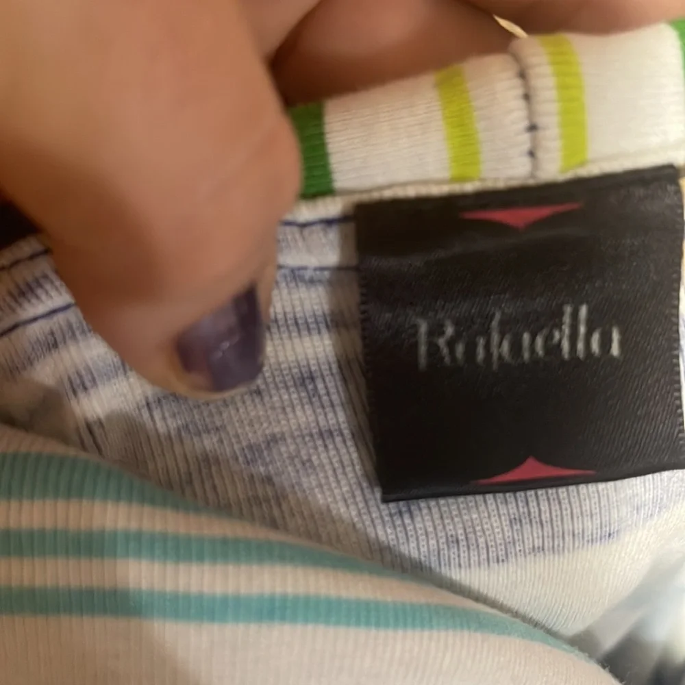 Rafaela top  white blues and green size L - Picture 5 of 6